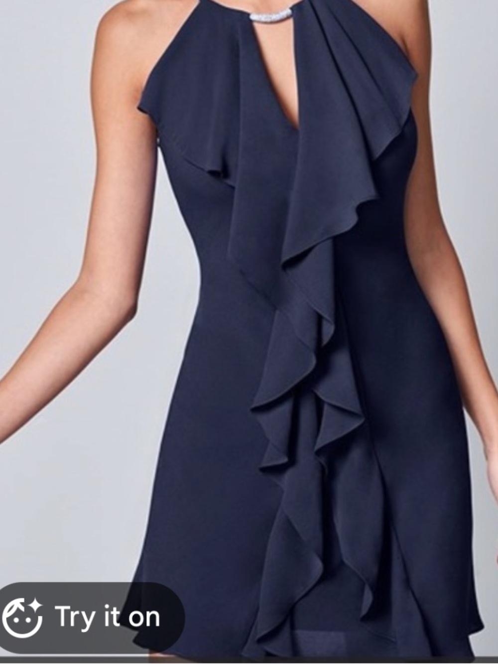 VENUS Navy Ruffle Dress